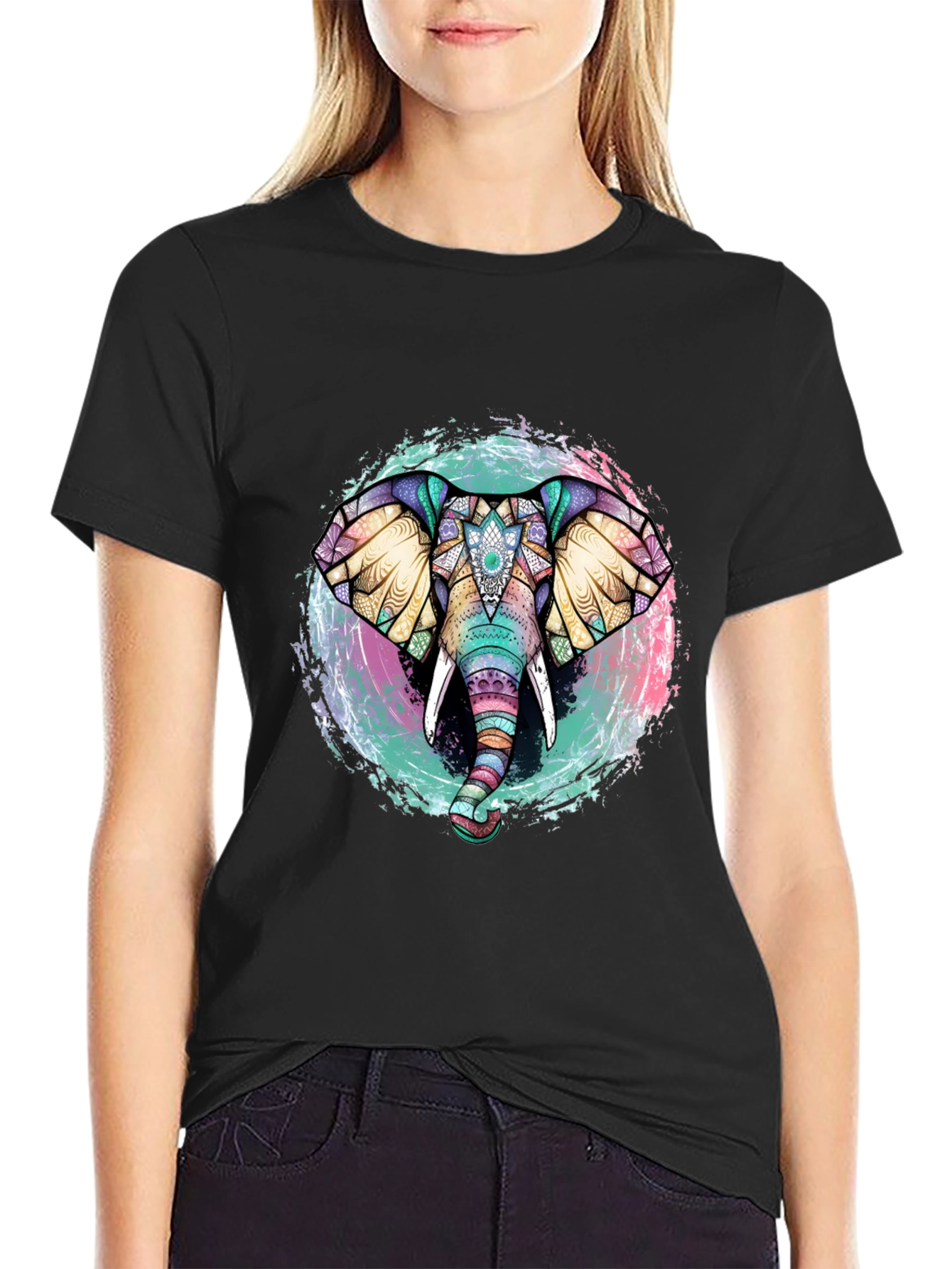 Elephant Mandala Graphic Tee - Unique Design
