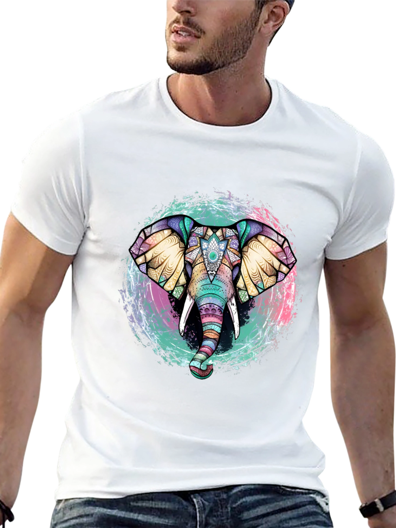 Elephant Mandala Graphic Tee - Unique Design
