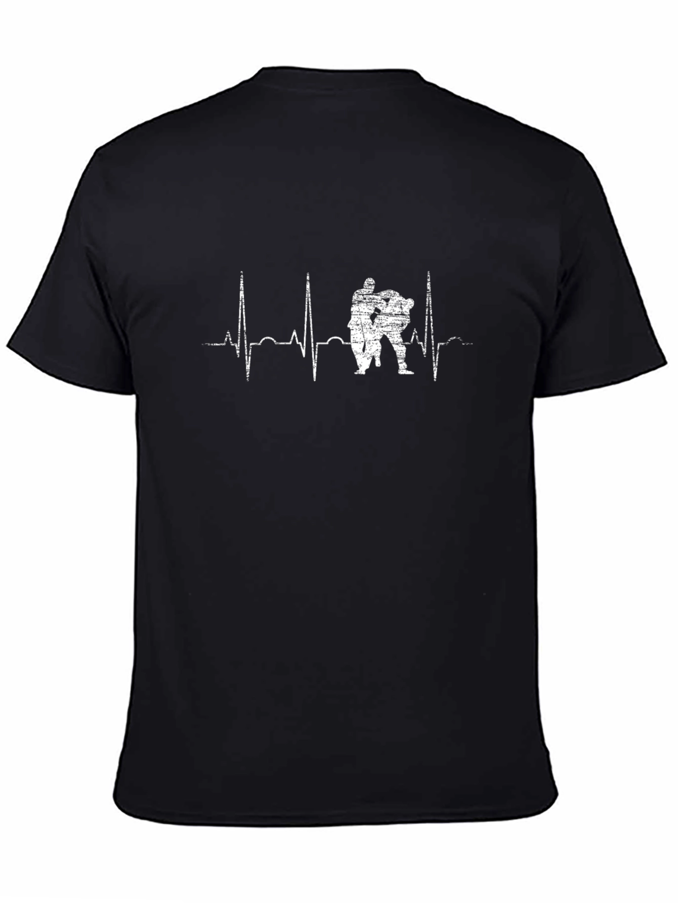 Wrestling Heartbeat Graphic T-Shirt - Black