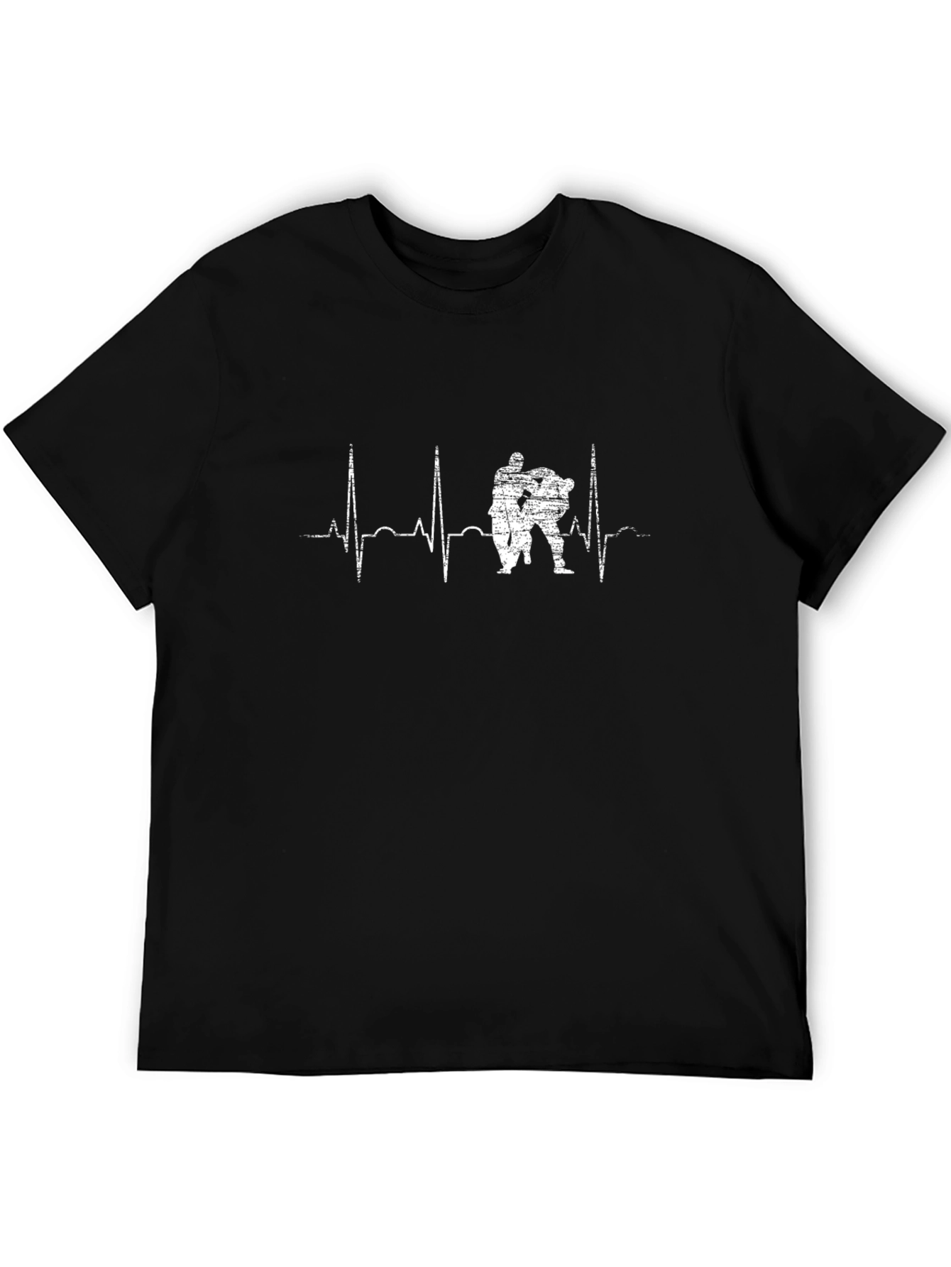 Wrestling Heartbeat Graphic T-Shirt - Black