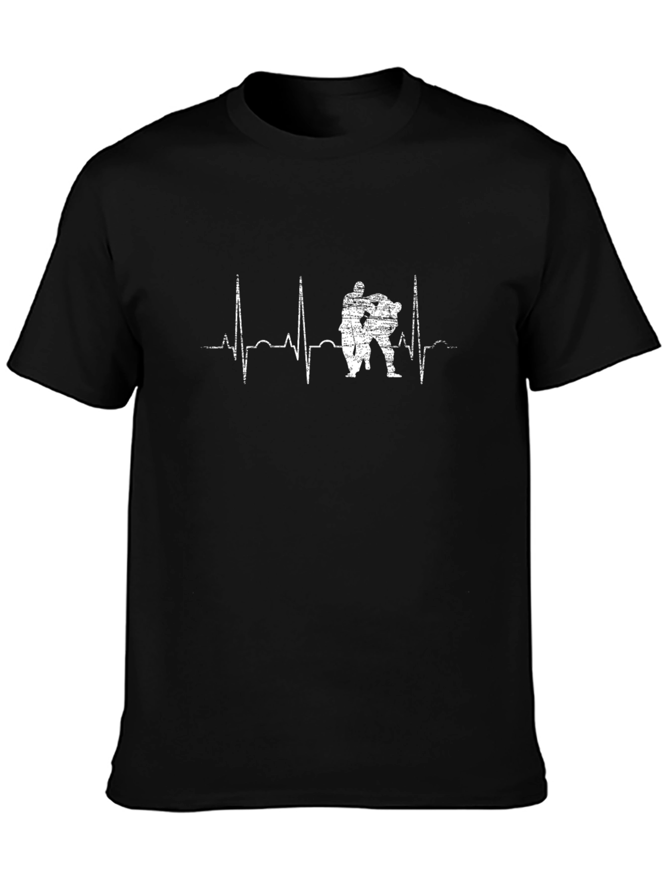Wrestling Heartbeat Graphic T-Shirt - Black