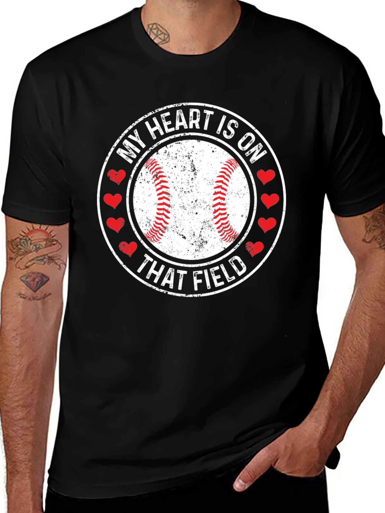 Baseball Heart on Field Graphic T-Shirt