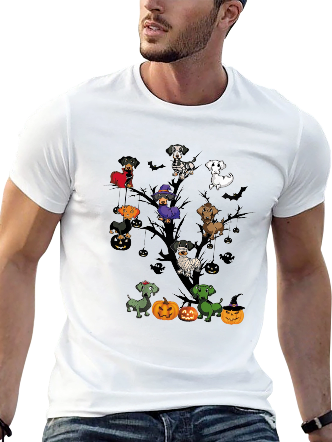 Halloween Dachshunds Tree T-Shirt