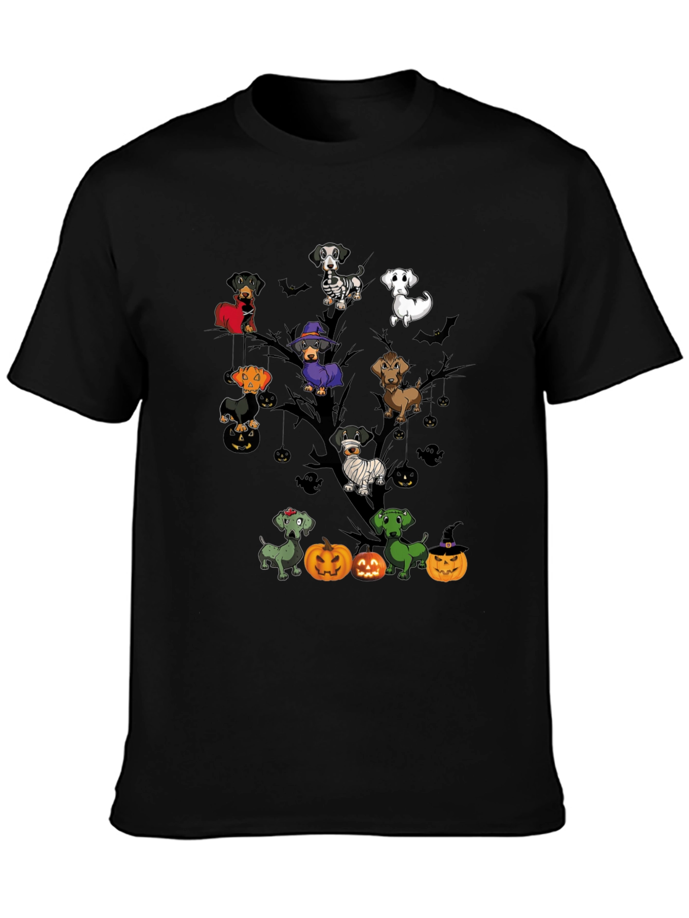 Halloween Dachshunds Tree T-Shirt