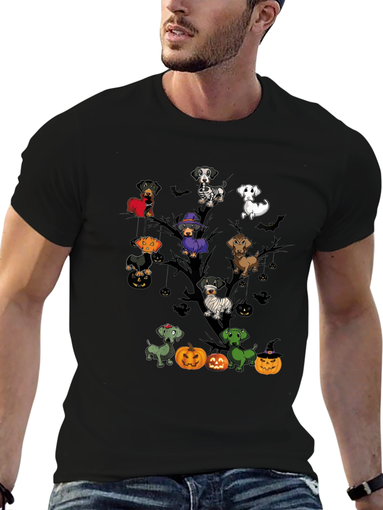 Halloween Dachshunds Tree T-Shirt