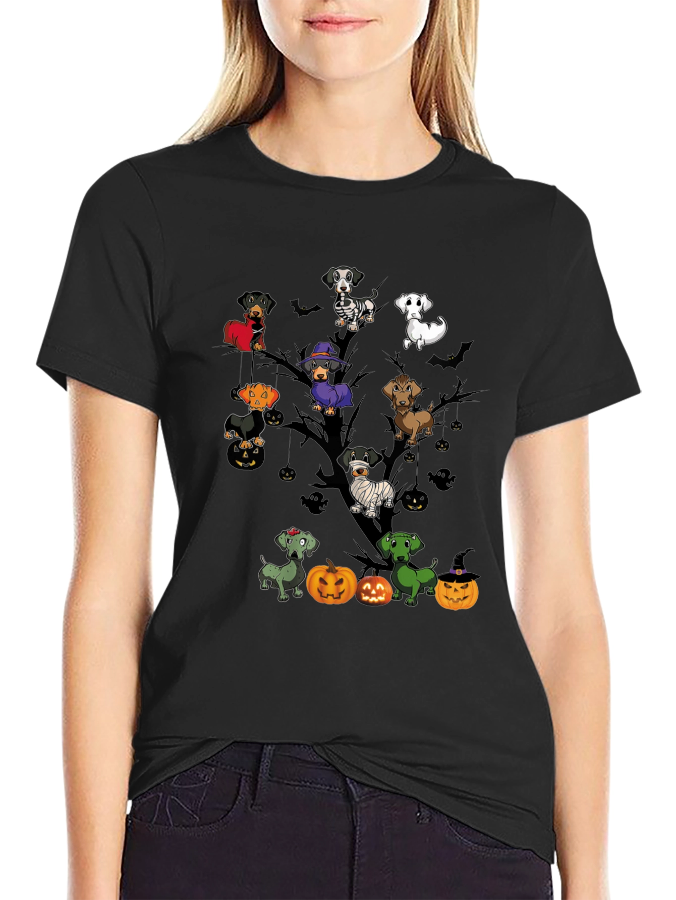 Halloween Dachshunds Tree T-Shirt