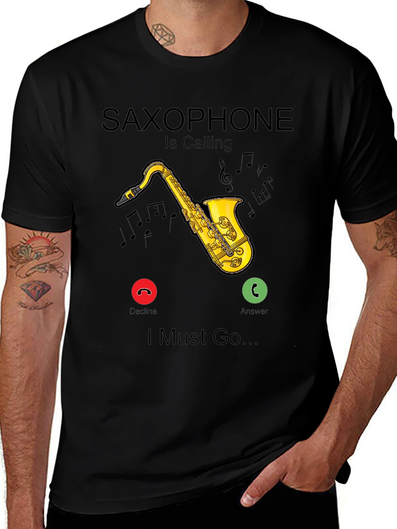 Saxophone Calling Black T-Shirt