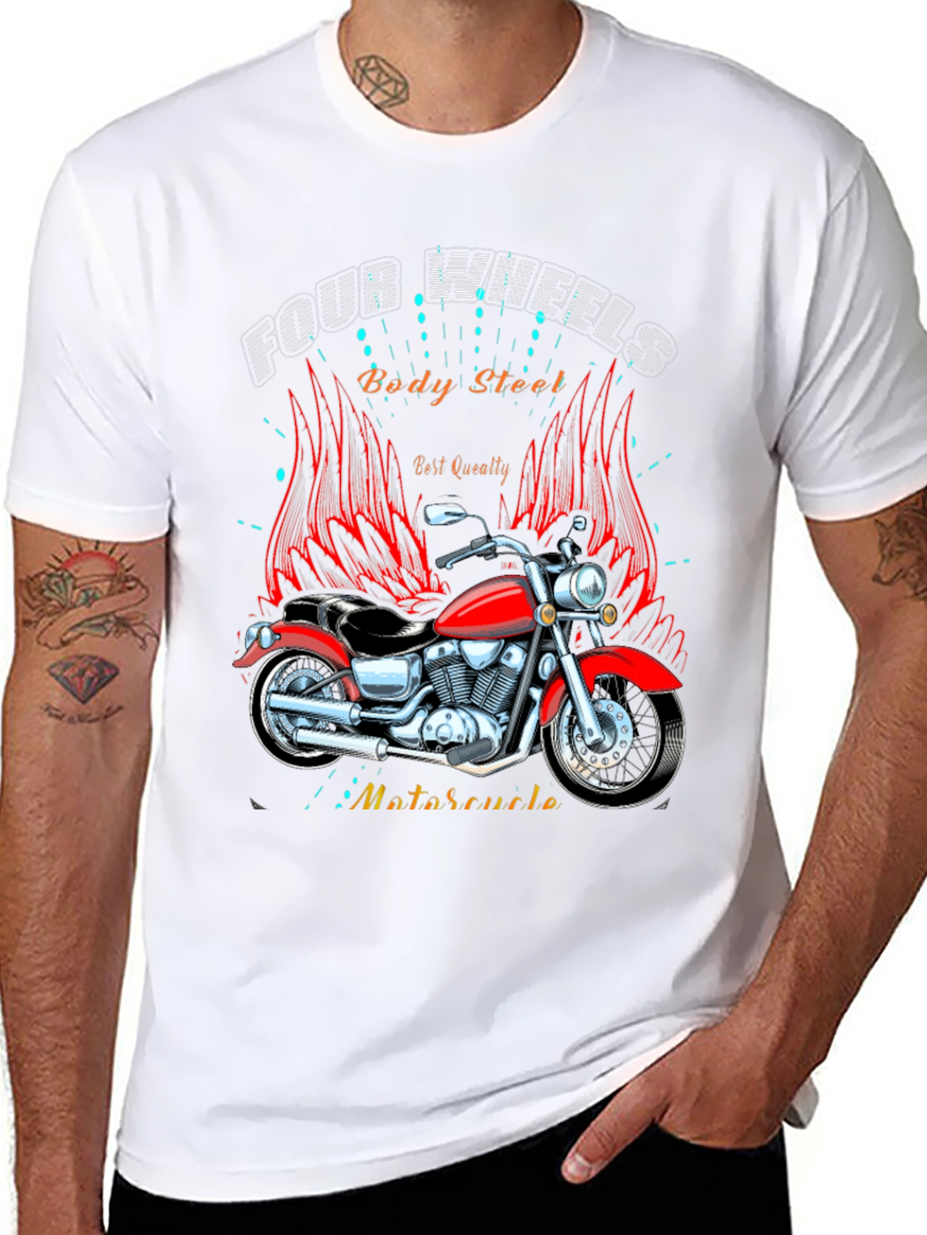Four Wheels Body Steel Motorcycle T-Shirt