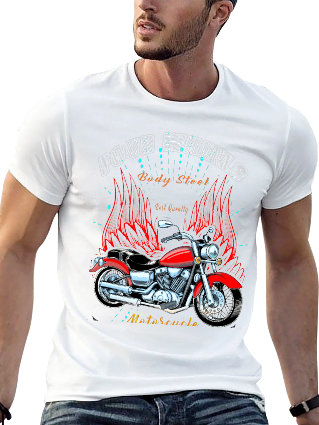 Four Wheels Body Steel Motorcycle T-Shirt
