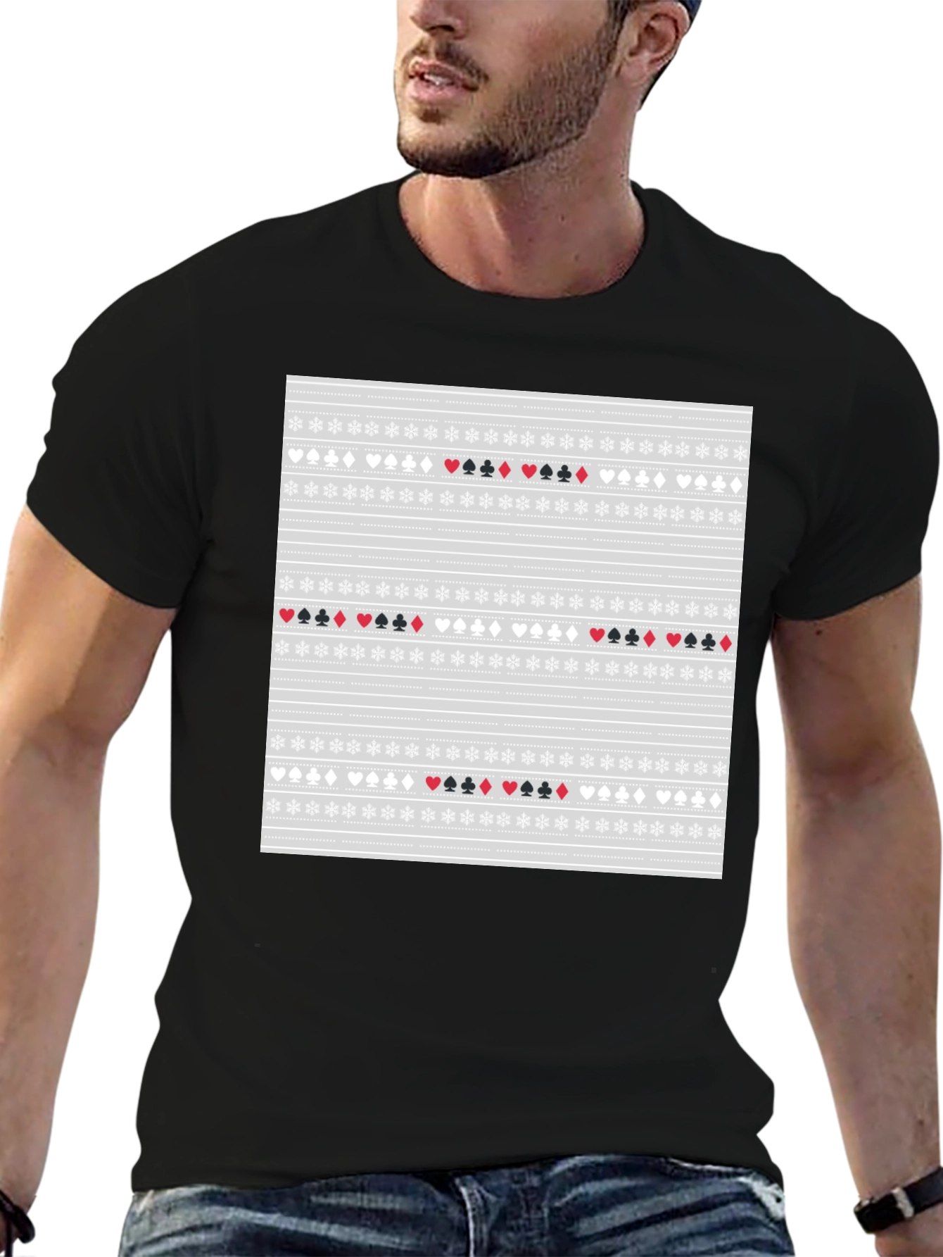 Novelty Card Suit Pattern Tee