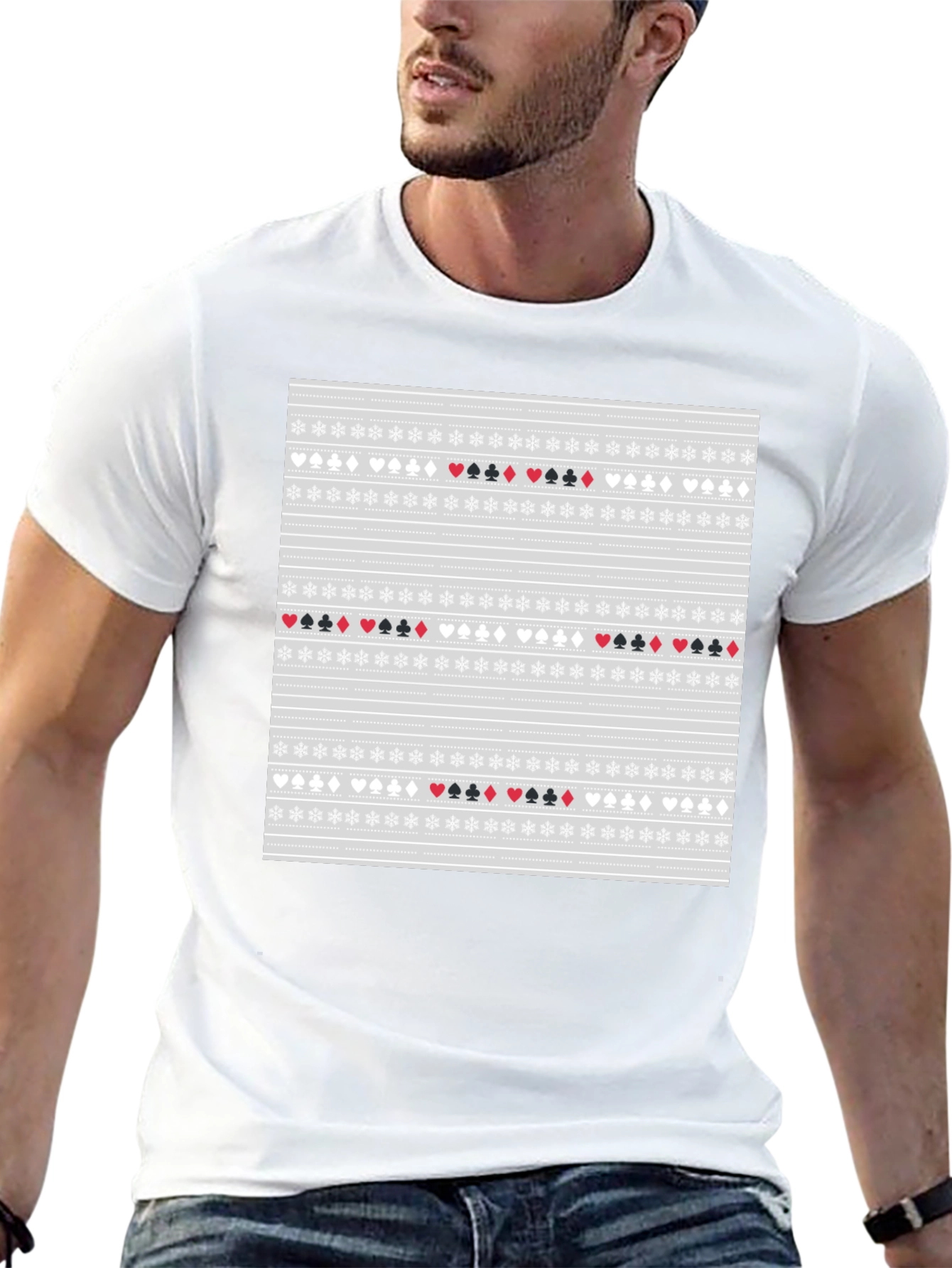 Novelty Card Suit Pattern Tee