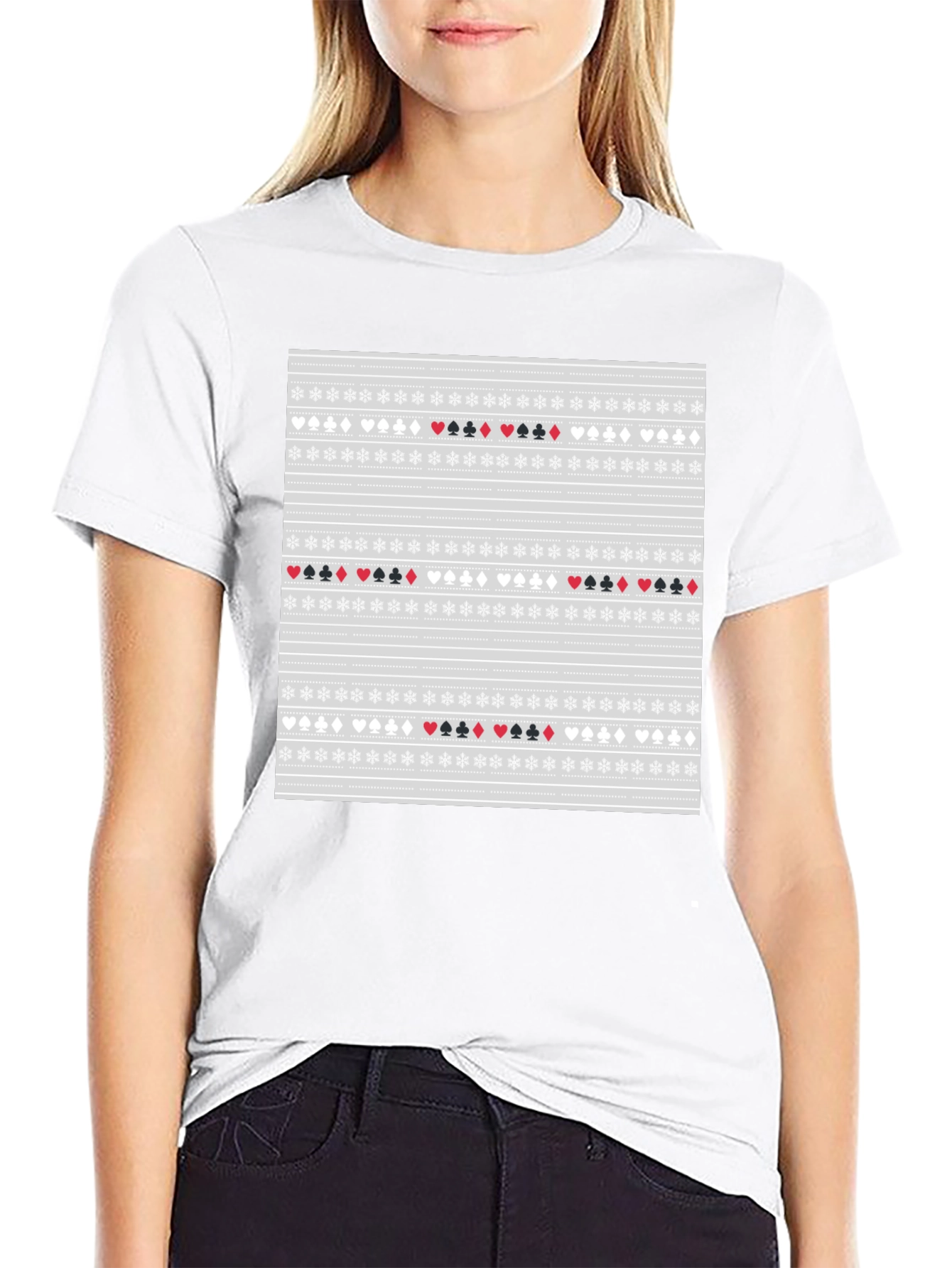 Novelty Card Suit Pattern Tee