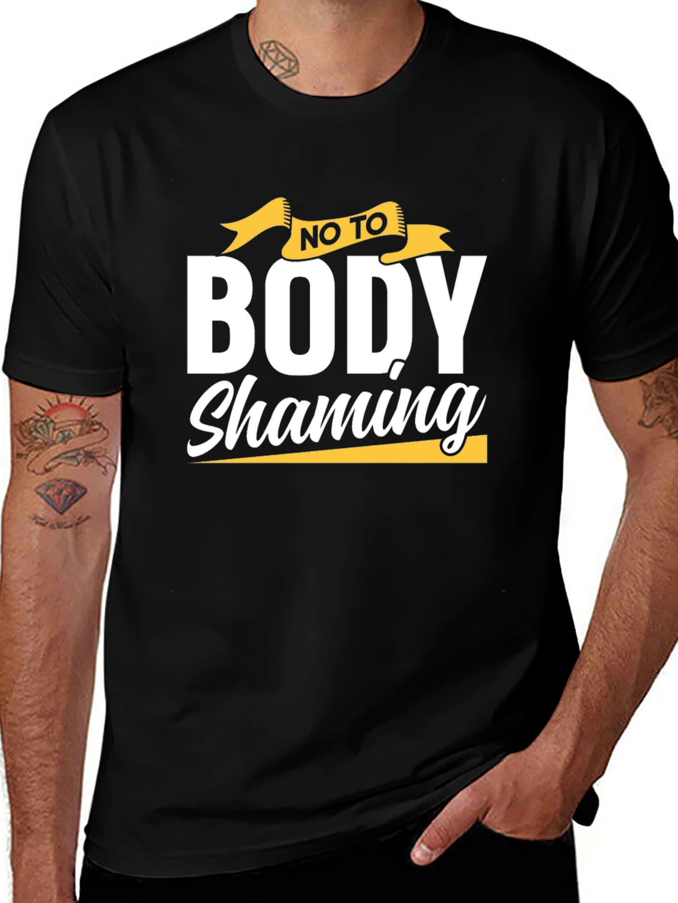 Body Shaming Awareness T-Shirt - Black Cotton