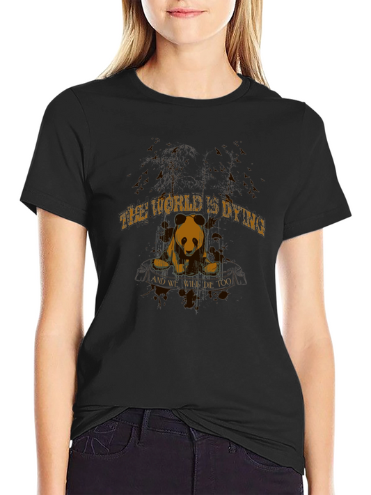 Distressed Graphic Tee - Panda The World is Dying