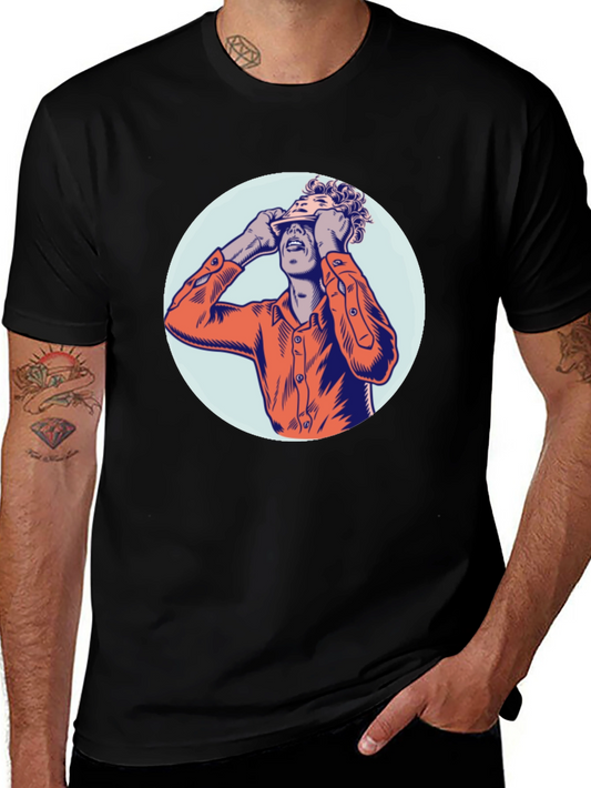 Graphic Print Crew Neck T-Shirt - Unique Design