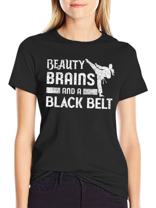 Beauty Brains Black Belt Tee - Martial Arts Shirt