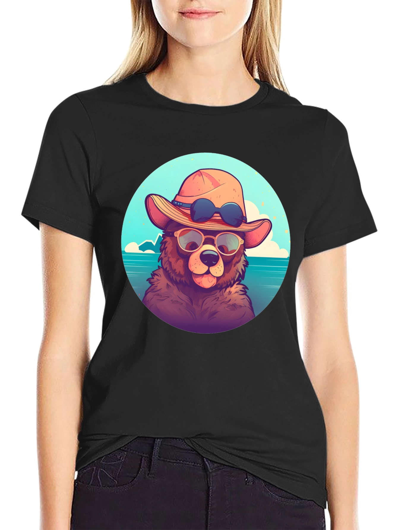 Bear with Sunglasses Graphic Tee - Relaxed Fit