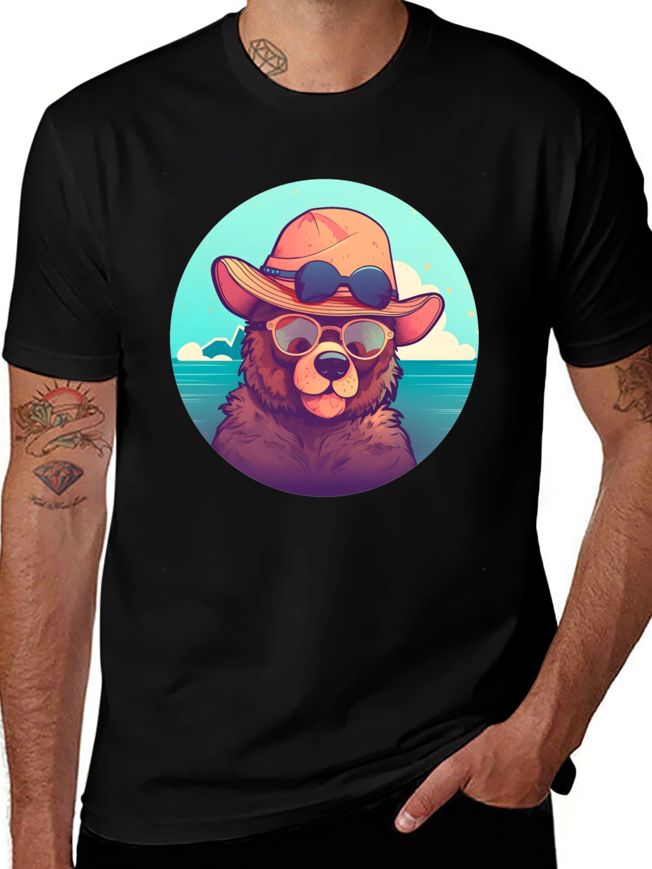 Bear with Sunglasses Graphic Tee - Relaxed Fit