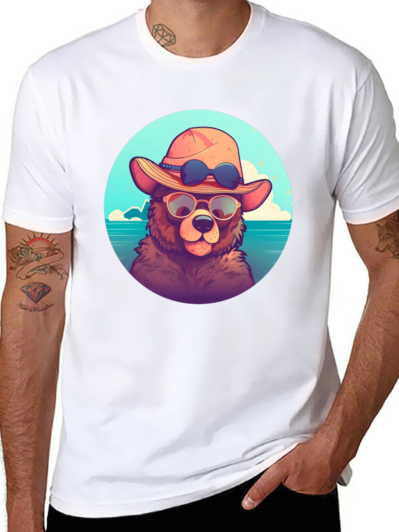 Bear with Sunglasses Graphic Tee - Relaxed Fit