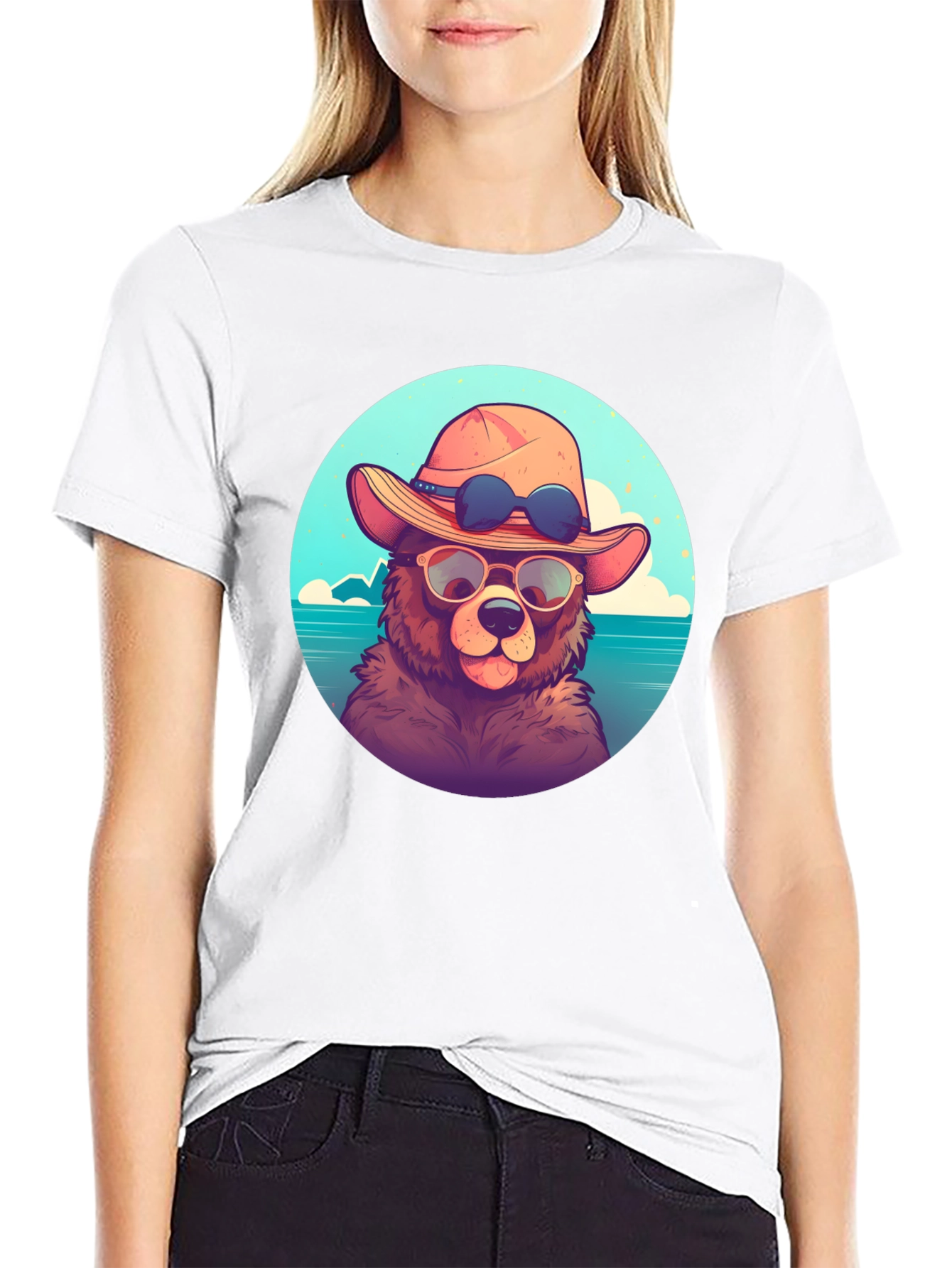 Bear with Sunglasses Graphic Tee - Relaxed Fit
