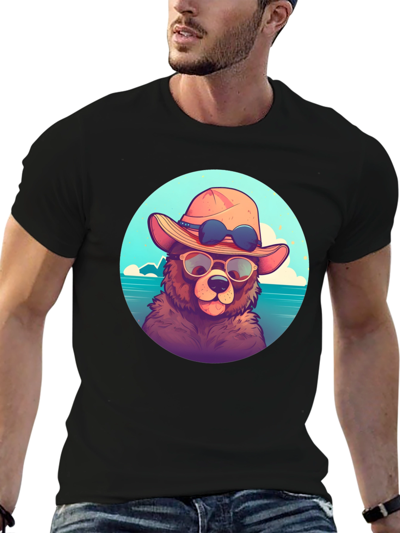 Bear with Sunglasses Graphic Tee - Relaxed Fit