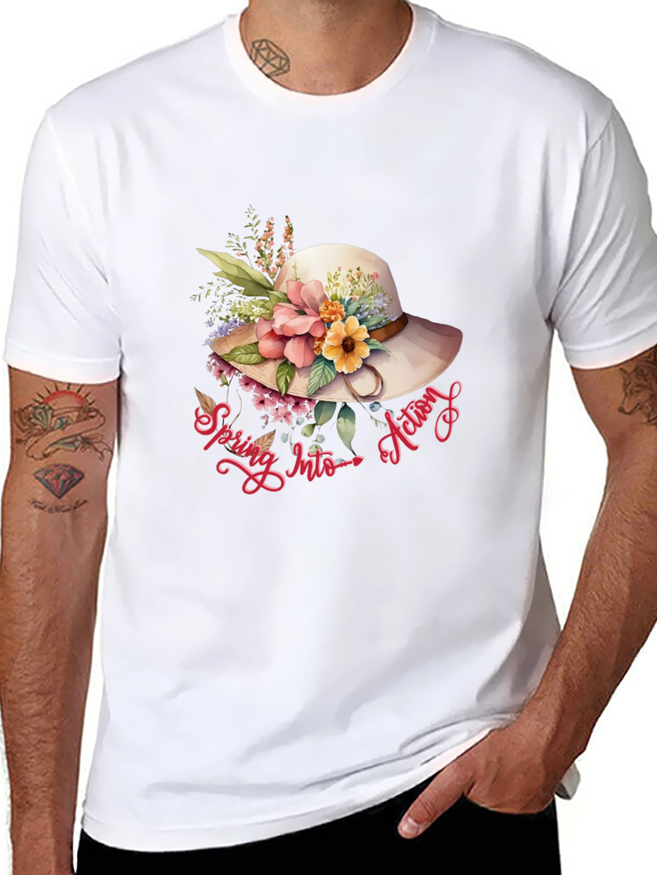 Floral Hat Spring Into Action Tee