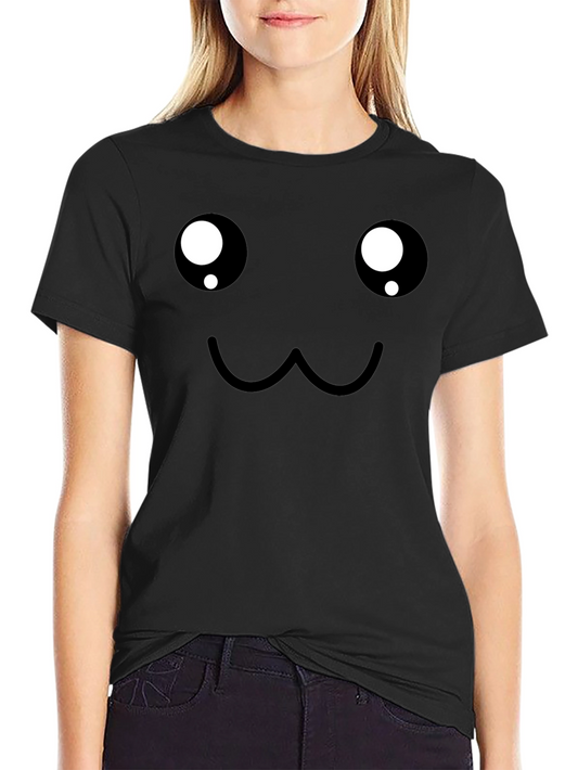 Cute Face Graphic Black T-Shirt