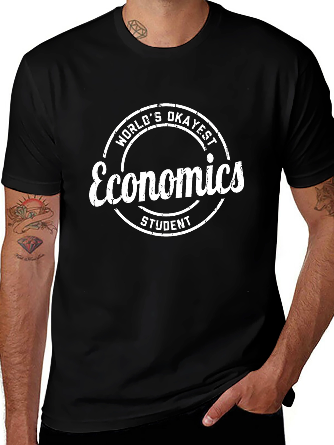 Worlds Okayest Economics Student Black T-Shirt