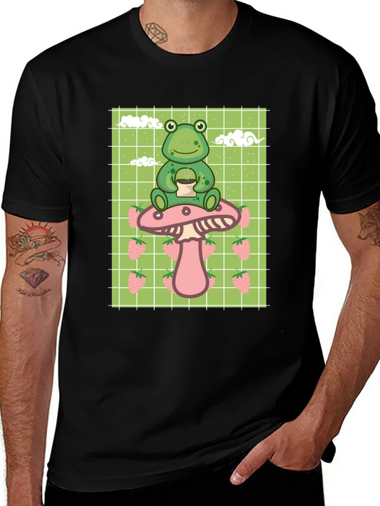 Frog on Mushroom T-Shirt - Kawaii Aesthetic