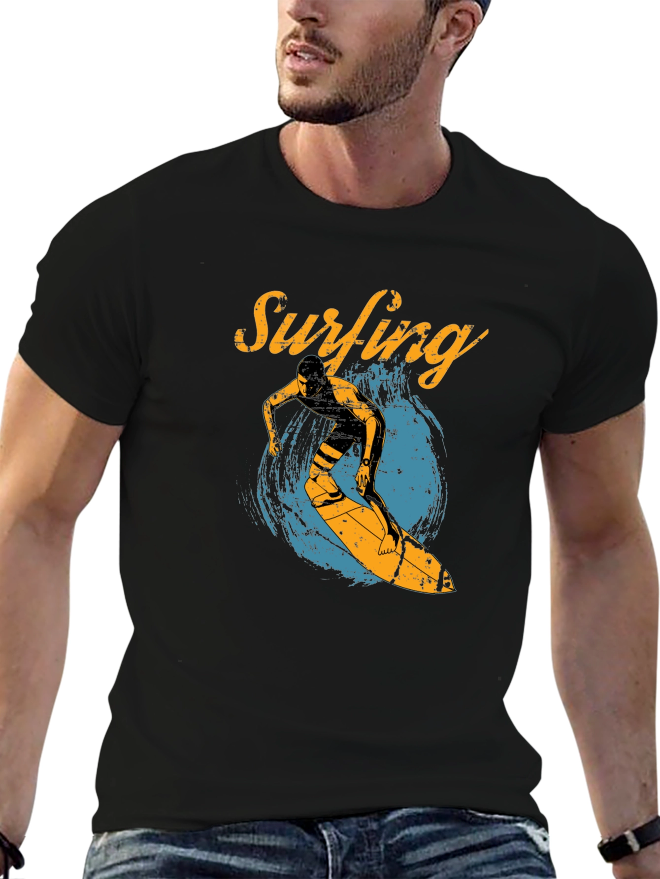 Surfing Graphic Tee - Black