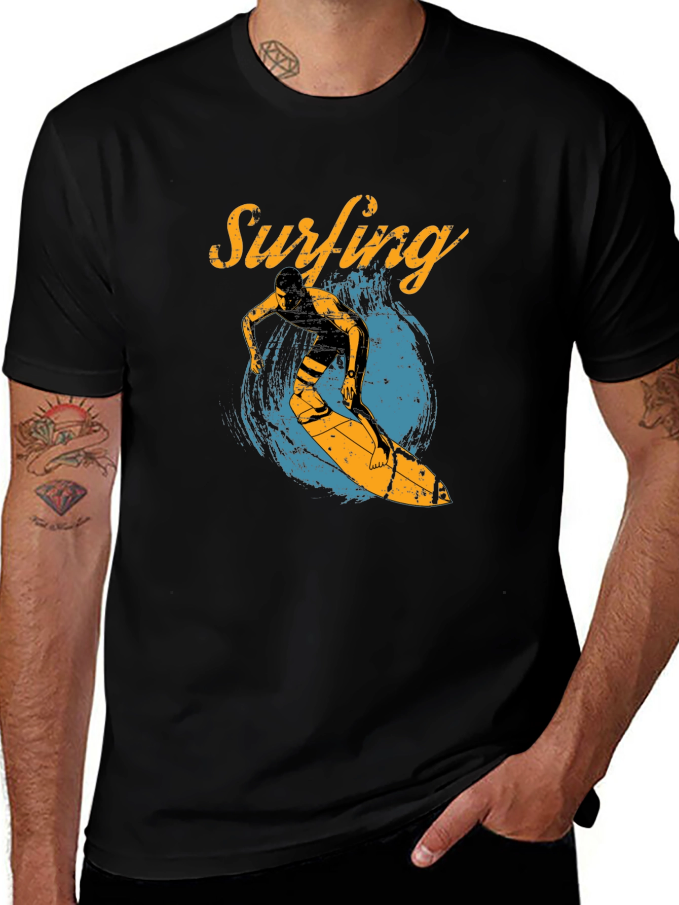 Surfing Graphic Tee - Black