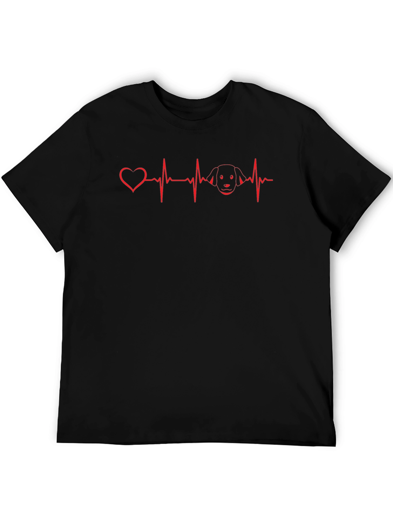 Heartbeat Dog Lover Graphic Tee - Black Cotton