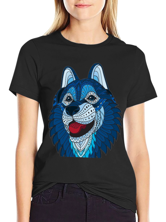 Husky Dog Graphic Tee - Mens Black T-Shirt