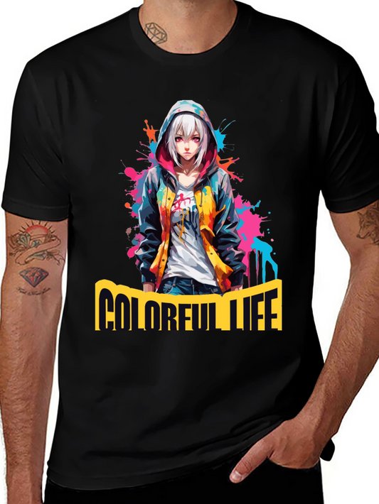 Colorful Life Anime Graphic T-Shirt