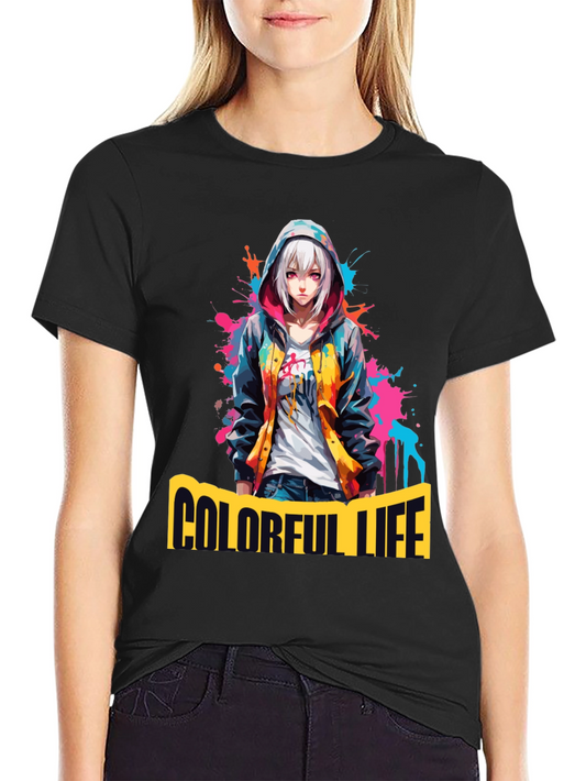 Colorful Life Anime Graphic T-Shirt