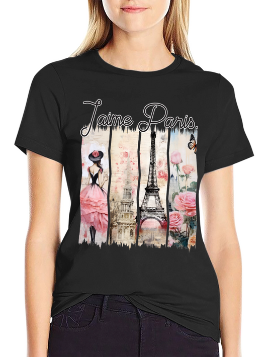 Jaime Paris Eiffel Tower Graphic Tee - Stylish Black T-Shirt