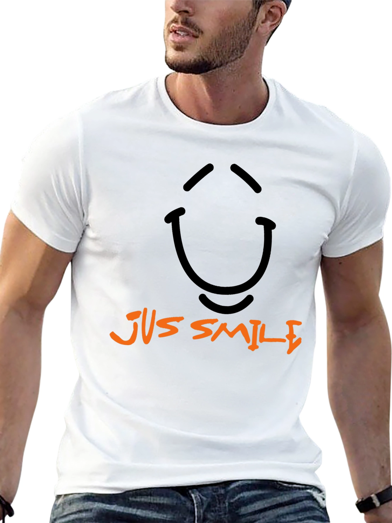 Just Smile Graphic Print Crew Neck T-Shirt