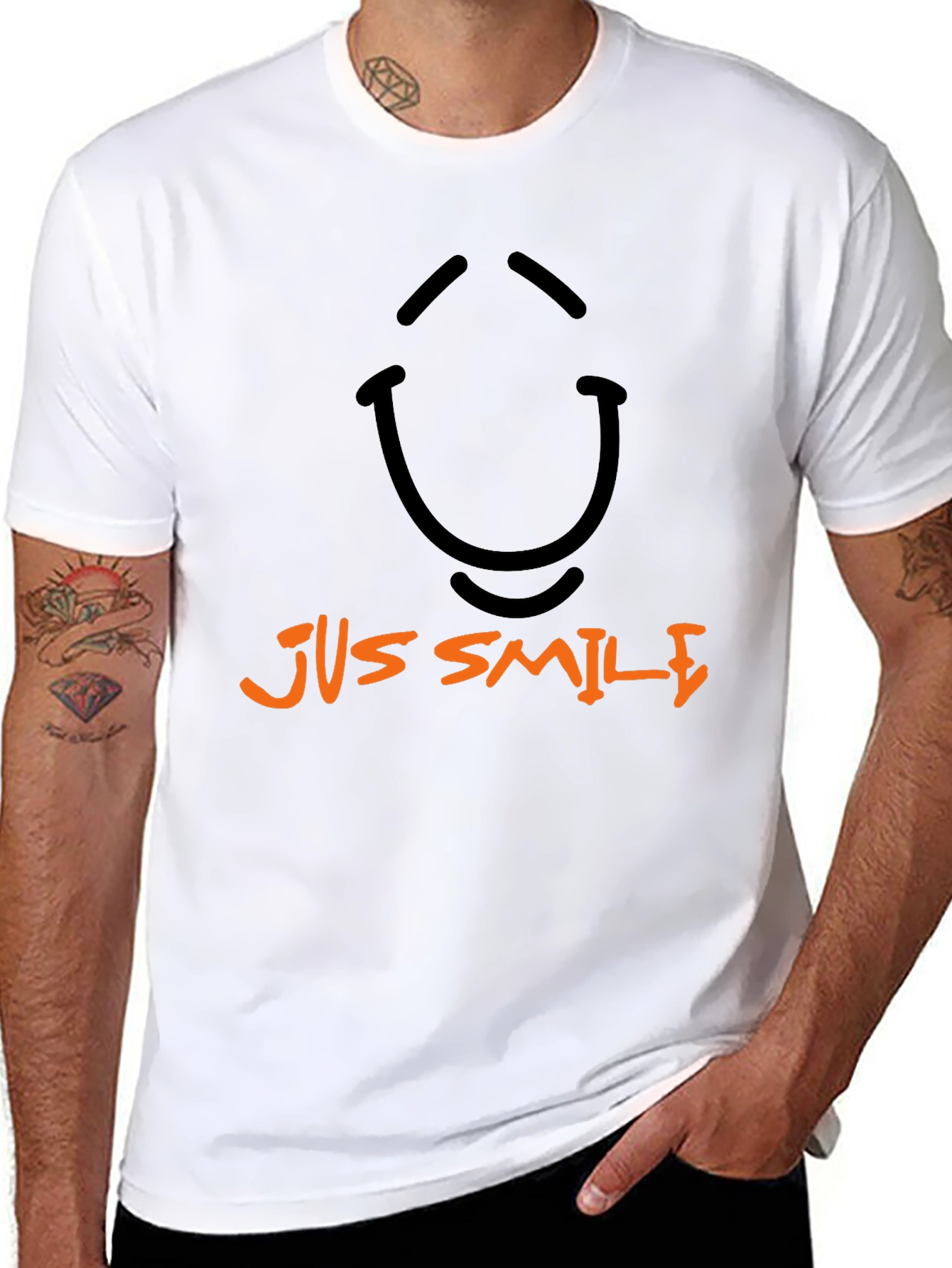 Just Smile Graphic Print Crew Neck T-Shirt