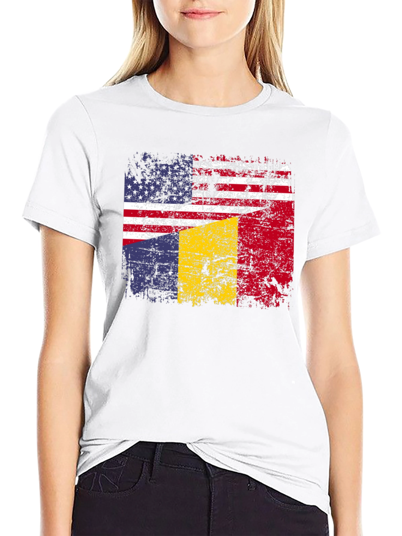 USA Romania Flag Graphic T-Shirt