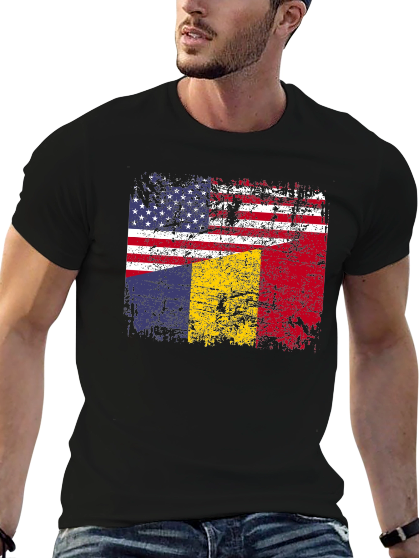 USA Romania Flag Graphic T-Shirt
