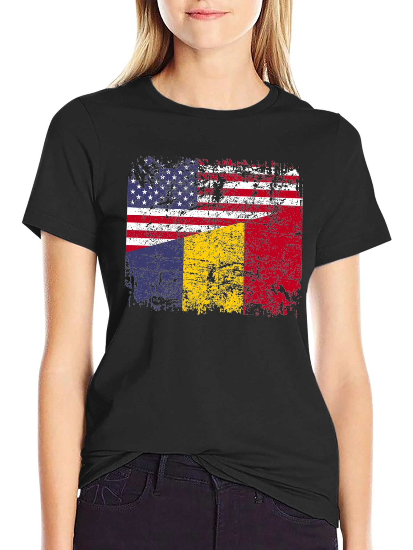 USA Romania Flag Graphic T-Shirt