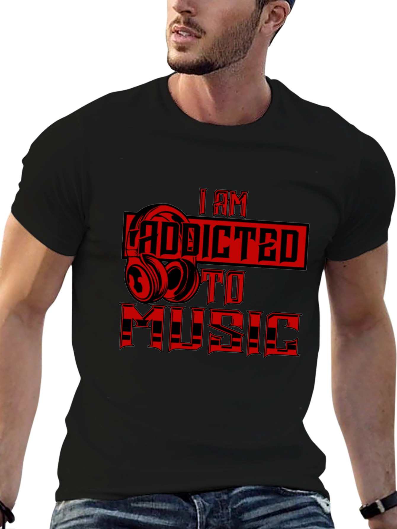 I Am Addicted to Music Graphic T-Shirt