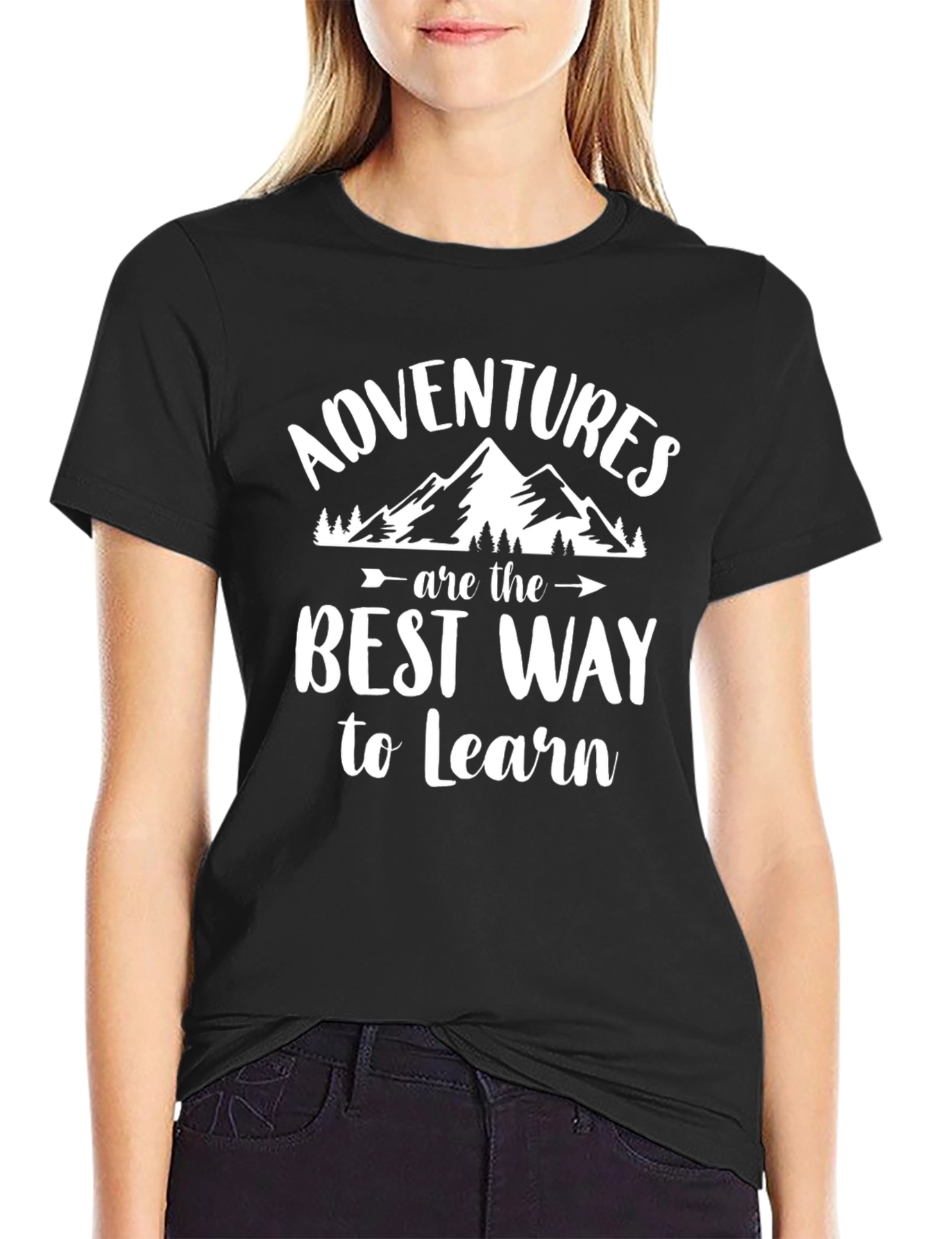 Adventure Awaits Black Graphic T-Shirt