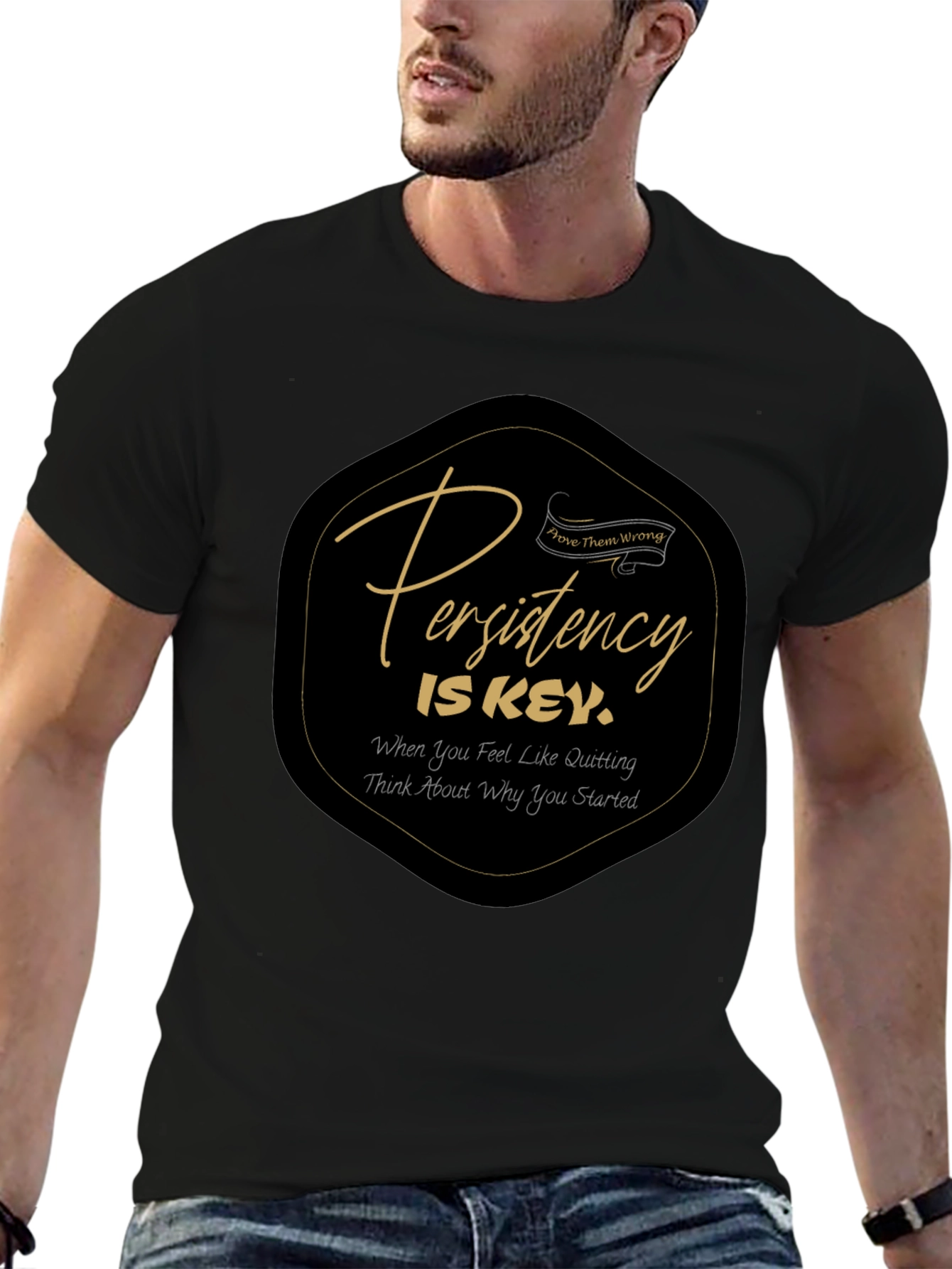 Persistence Is Key Black Graphic T-Shirt
