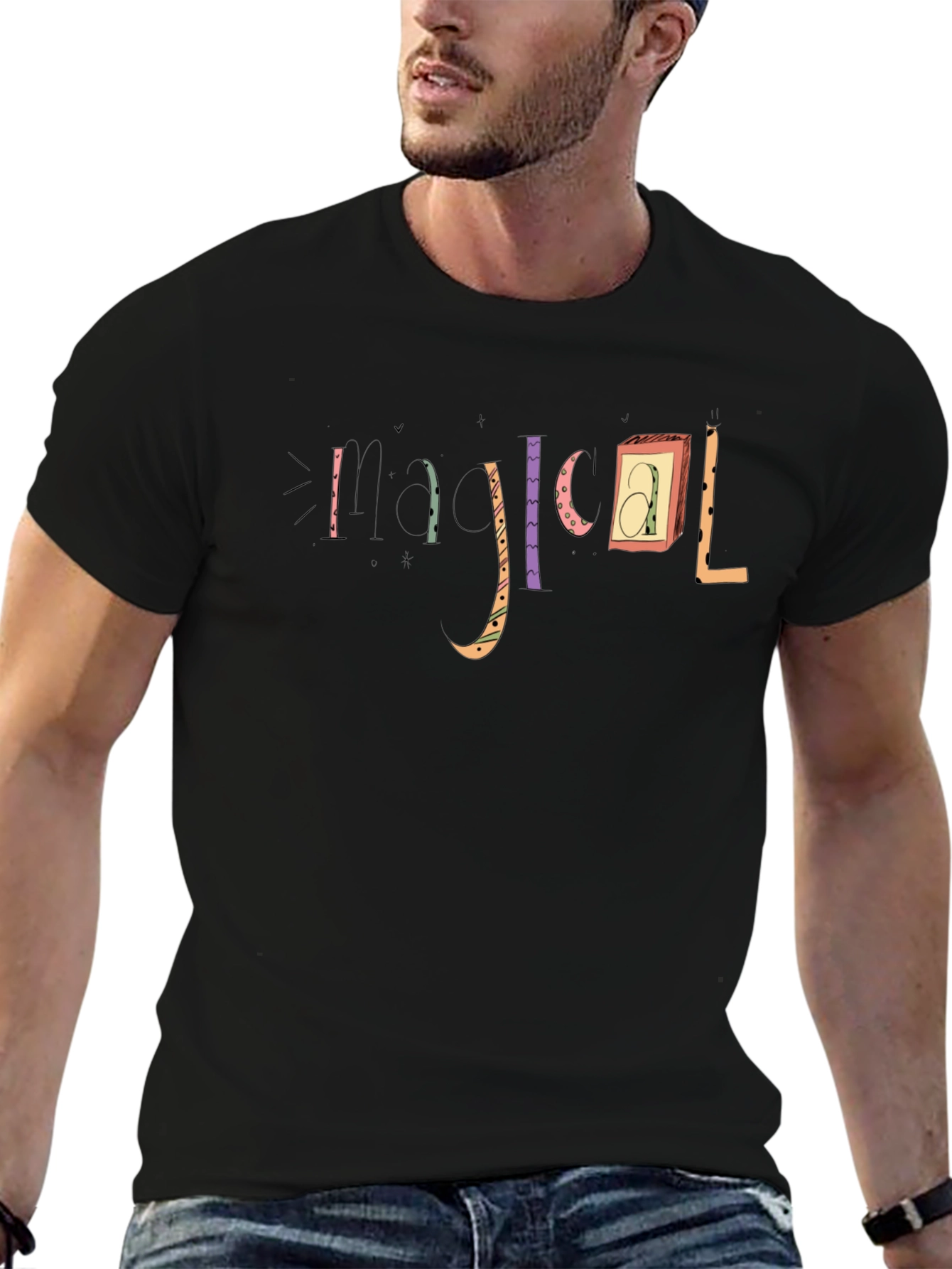 Abstract Alphabet Black T-Shirt
