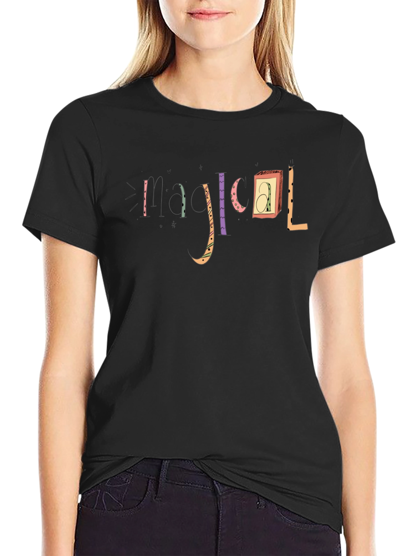 Abstract Alphabet Black T-Shirt