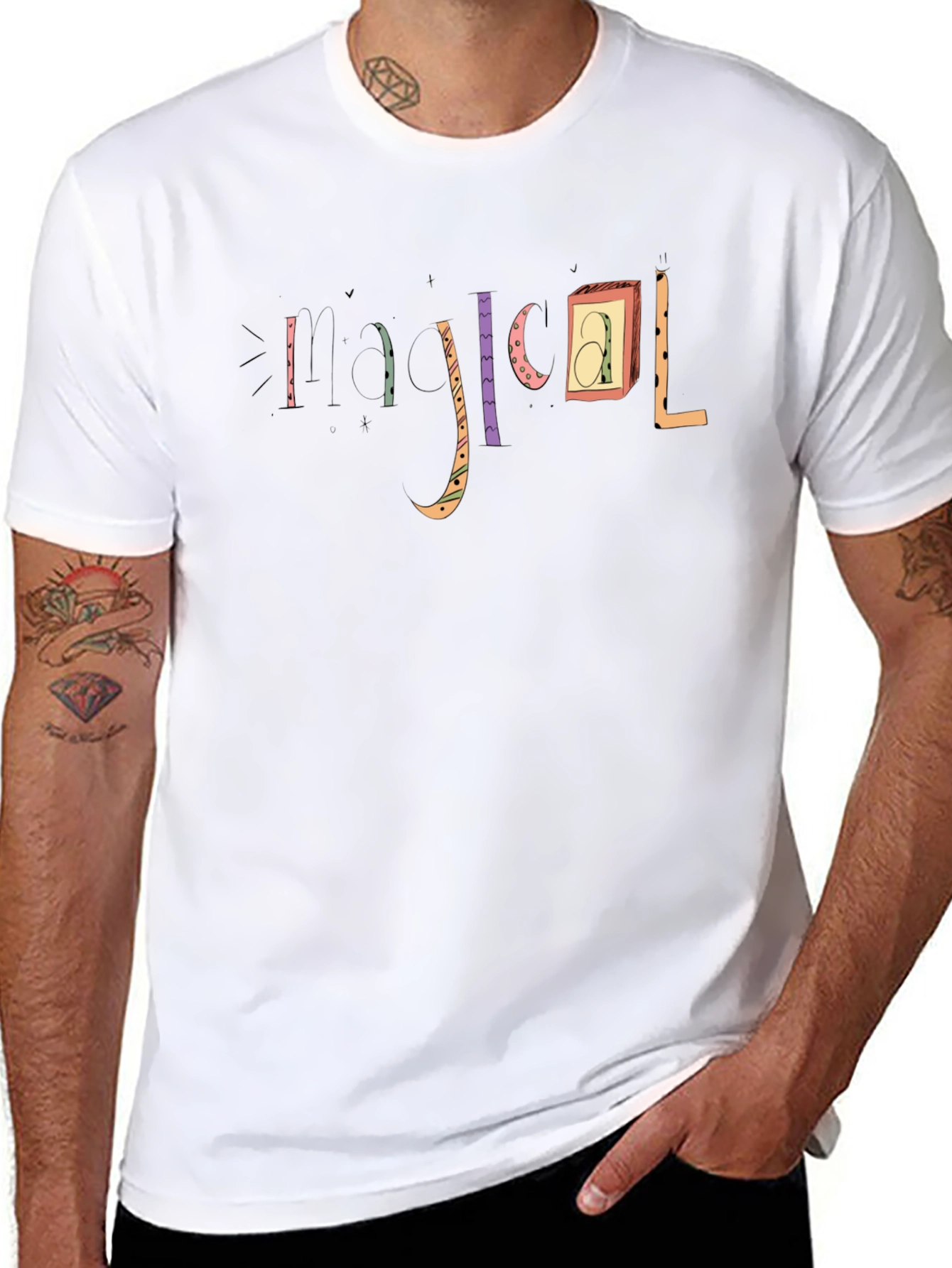 Abstract Alphabet Black T-Shirt