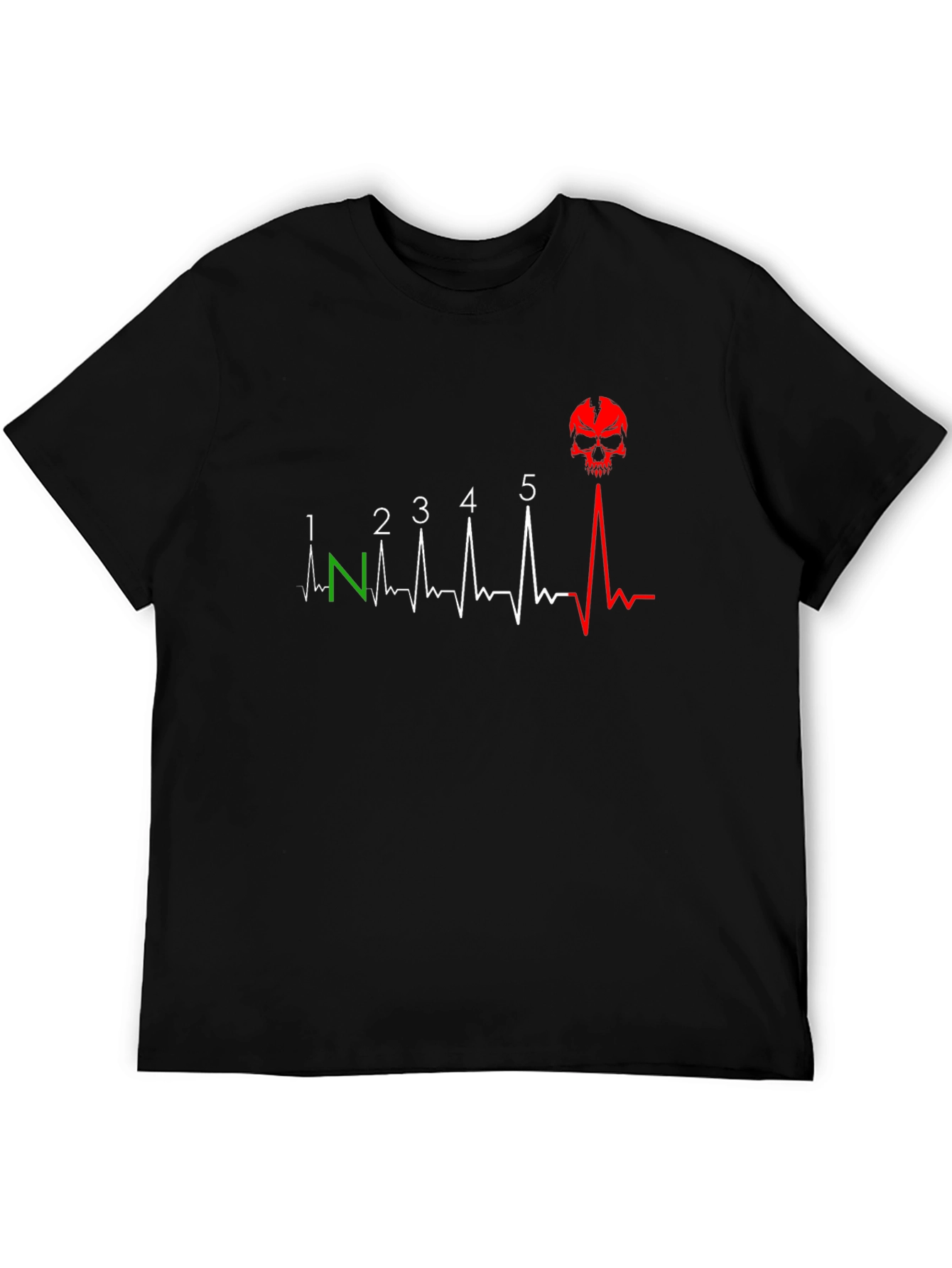Motorcycle Gear Shift Pattern Skull T-Shirt
