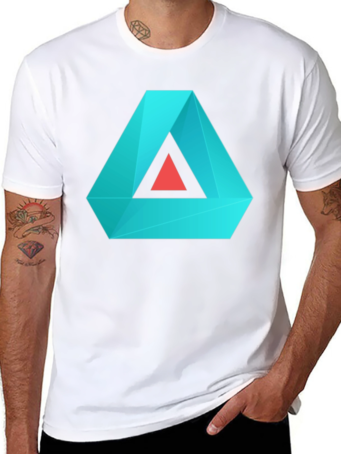 Geometric Triangle Graphic Tee - Modern Casual Style