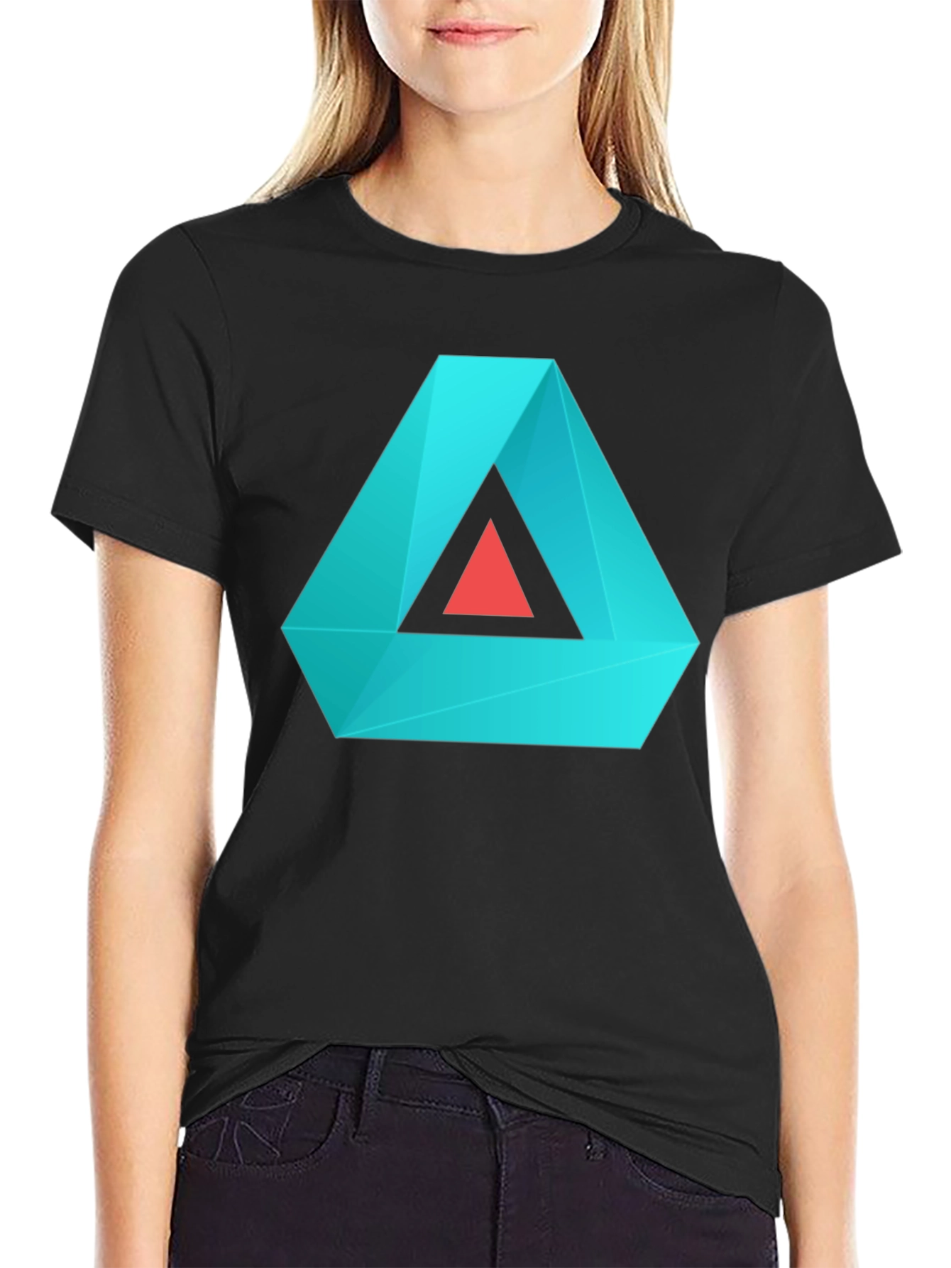 Geometric Triangle Graphic Tee - Modern Casual Style